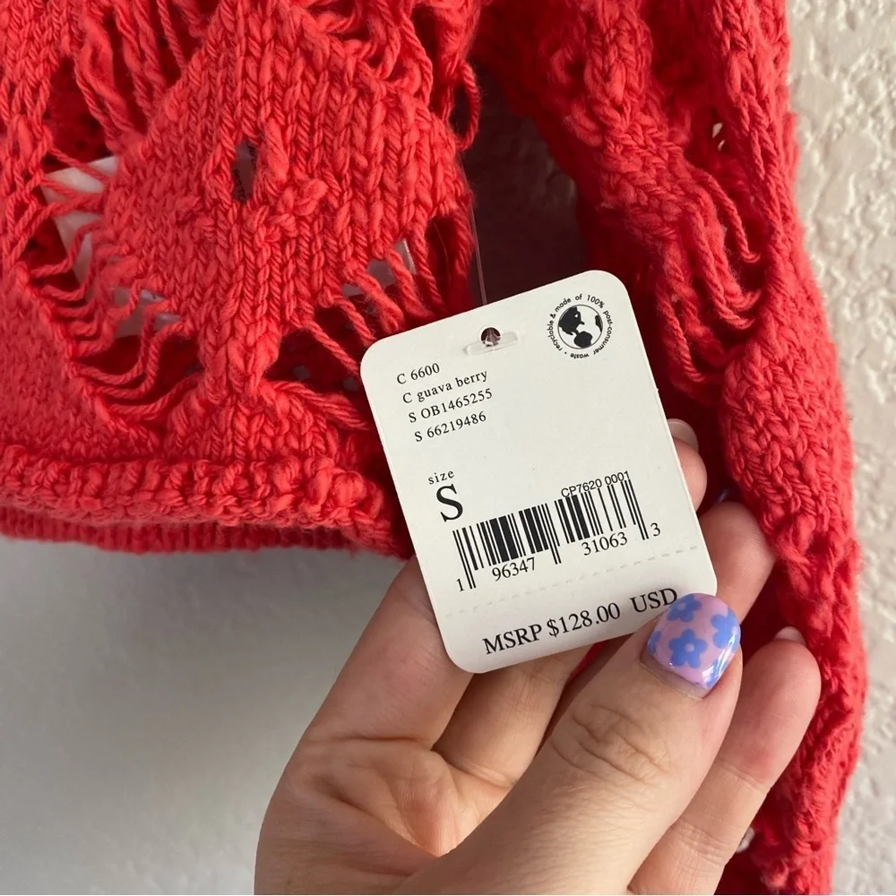 Free People Crochet Cropped Cardigan